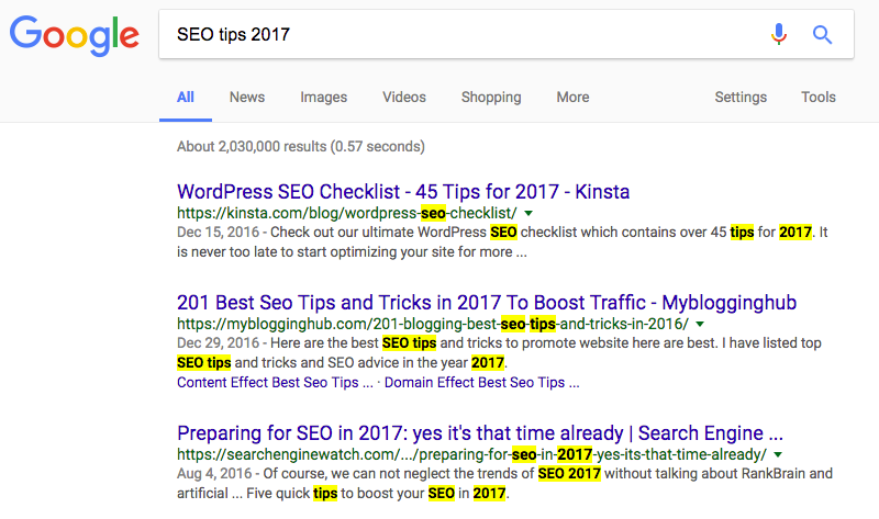 SEO Software - Match Words in SERPs